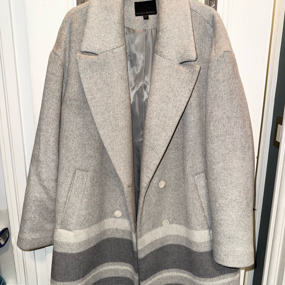 Banana Republic Oversized Light Gray Pea Coat XL